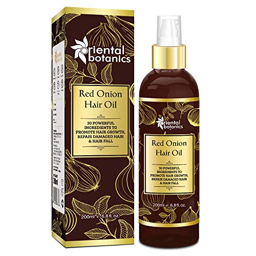 Product Cover Oriental Botanics Red Onion Hair Growth Oil, 200ml - with 30 Oils & Extracts for Complete Hair Repair (No Mineral Oil)