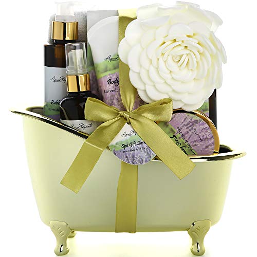 Product Cover Spa Gift Baskets For Women - Luxury Bath Set With Lavender & Tea Tree Oil - Spa Kit Includes Body Wash, Bubble Bath, Lotion, Bath Salts, Body Scrub, Body Spray, Shower Puff, and Towel