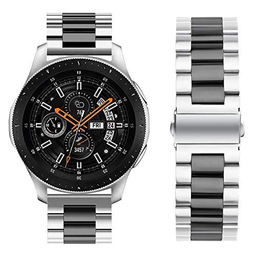 Product Cover Oitom Stainless Steel Bands for Samsung Galaxy Watch 46mm Galaxy S3 Classic/Frontier,22mm Premium Metal Replacement Band (Silver/Black)