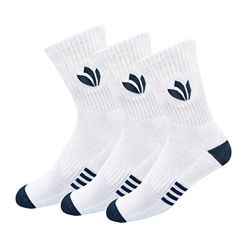 Product Cover Fresh Feet Men's Combed Cotton Organic Mid-Calf Socks (White, Free Size)- Pack of 3