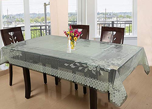 Product Cover Kuber Industries Floral PVC 6 Seater Dining Table Cover - Cream