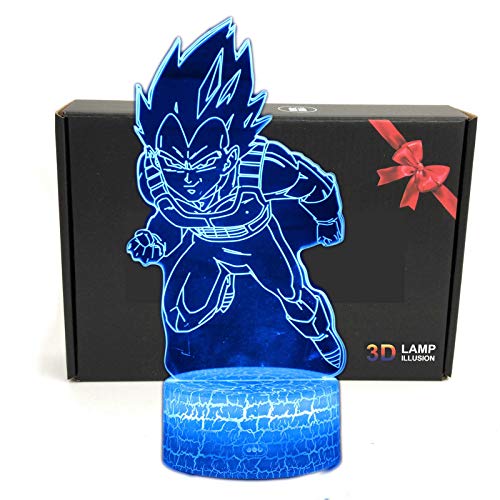 Product Cover DGLighting Cartoon Shape 3D Optical Illusion Smart 7 Colors LED Night Light Table Lamp with USB Power Cable, for Dragon Ball Fans Gift (Vegeta)