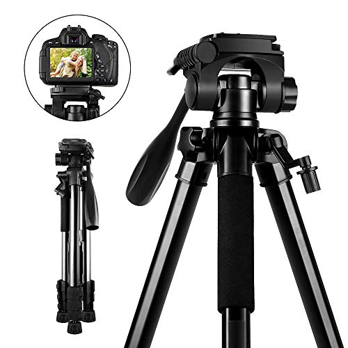 Product Cover SAMTIAN Camera Tripod 58 Inches 147CM Lightweight Aluminum Travel Camera Tripod with 3-Way Swivel Head Phone Clip Carry Bag-11Lbs(5KG) Load for Canon Nikon Sony Olympus Photography Video Shooting