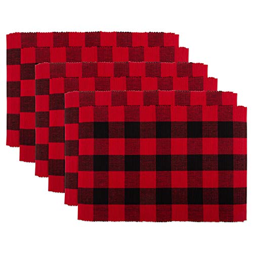 Product Cover DII Buffalo Check Tabletop Collection, Placemat S/6, Red & Black 6 Piece
