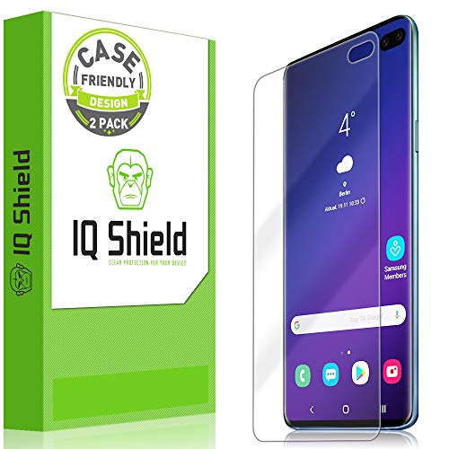 Product Cover IQ Shield Screen Protector Compatible with Galaxy S10 Plus (S10+ 6.4 inch)(2-Pack)(Case Friendly) Anti-Bubble Clear Film (NOT Compatible with Verizon S10 5G 6.7)(Works with Fingerprint ID)