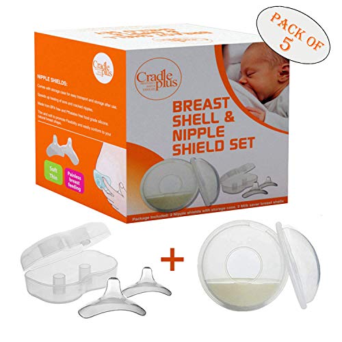 Product Cover Nippleshield and Breast Shell for Breast Feeding | Nipple Shield in Storage case | Breastfeeding Essentials | Milk Savers or BreastMilk Catcher | Protects Sore Nipples & Collects Breast Milk Leaks