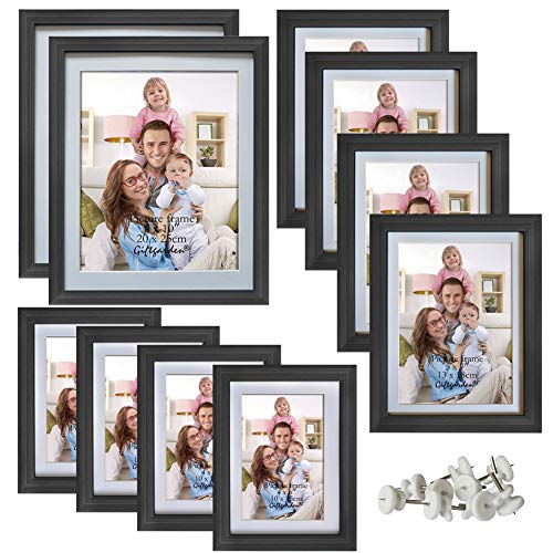 Product Cover Giftgarden Multi Picture Frames Set Black Photo Frame for Multiple Photos, 10 Pcs, Two 8x10, Four 4x6, Four 5x7