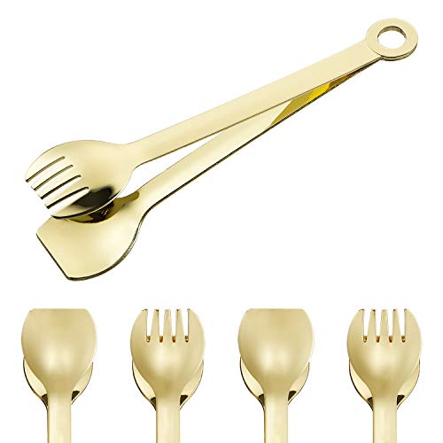 Product Cover BIGSUNNY Set of 4 Gold Plated Small Serving Tongs - Stainless Steel, 6 Inches (Golden)