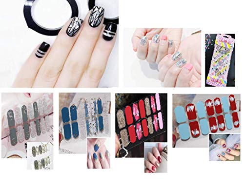 Product Cover 6 Different Sheets Nail Design Manicure Nail Polish Strips Nail Wraps Gel Nail Stickers/Bling Bling Cubic Stickers 1 (AA)