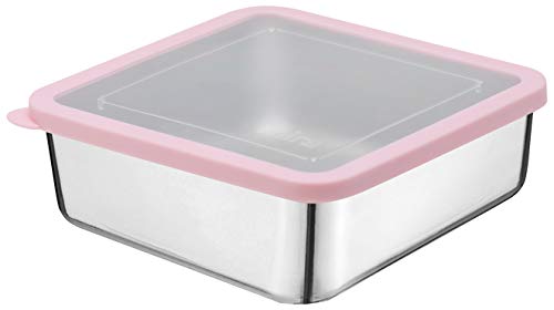 Product Cover MIRA Stainless Steel Lunch Box Food Storage Container | BPA Free, Eco-Friendly, Reusable Sandwich Box & Snack Container | For Kids & Adults | 6 x 6 in | Transparent Lid (Rose Pink)