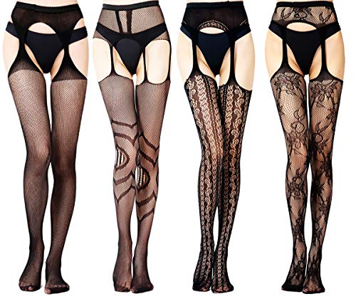 Product Cover Charmnight Fishnet Stockings High Waist Suspender Pantyhose Tights for Women(2)