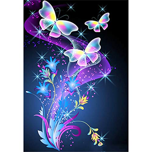 Product Cover 5D Diamond Painting Kits for Adults Color Butterfly feilin Full Drill, DIY Cross Stitch Crystal Mosaic Picture Artwork for Home Wall Decor Gift 40x30cm