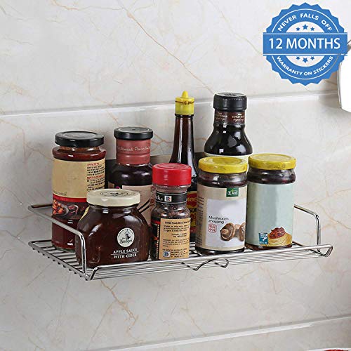Product Cover HOKIPO Magic Sticker Series Self Adhesive Stainless Steel Wall Mounted Kitchen Bathroom Shelf (Silver)