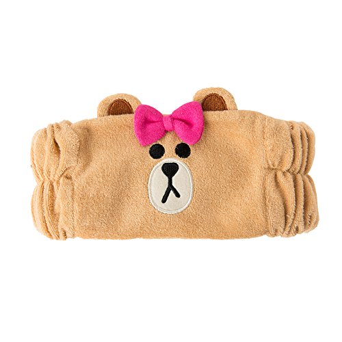 Product Cover LINE FRIENDS Women Headband - CHOCO Character Face Wash Plush Figure Hair Band Head Wrap, Light Brown