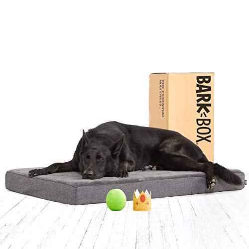 Product Cover BarkBox Memory Foam Dog Bed | Plush Orthopedic Joint Relief Mattress Machine Washable + Removable Cover; Water Resistant Lining, Includes Squeaker Toy | XL | Grey