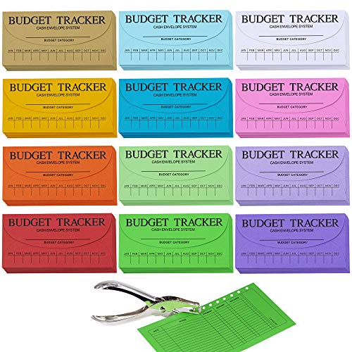 Product Cover Supla 120 Pcs 12 Colors Cash Envelope Budget System Savings Deposit Envelopes Budgeting Envelopes Cash Organizer Envelopes Wallet System Budget Finance Keeper Pay Expense Envelopes and 1 Hole Puncher