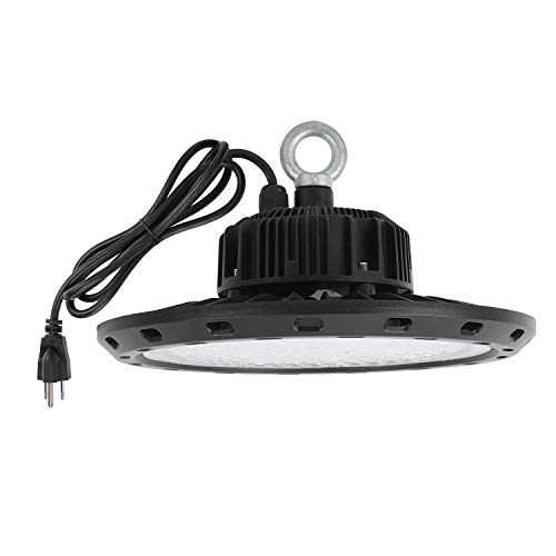 Product Cover 100W UFO High Bay LED Lighting 5000K White with US Plug 5 ft Cable LED Warehouse Light, IP65 Waterproof High Bay Shop Light Fixtures for Factory Garage Gym