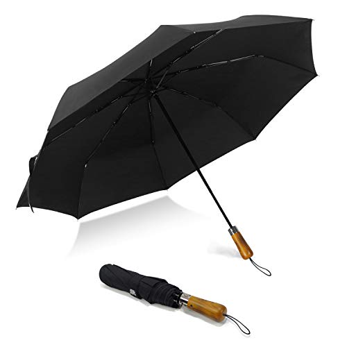 Product Cover LEAGERA Large Folding Umbrella Compact Umbrella- Travel Umbrella - 8Ribs Fiberglass& Auto Open Close Umbrella -for Women Men-54inch
