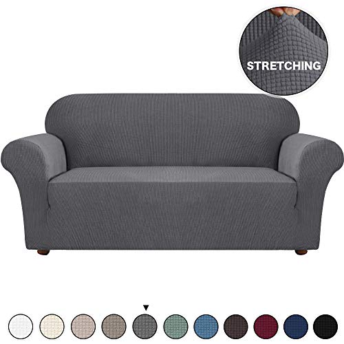 Product Cover Turquoize Stretch Sofa Slipcover Sofa Cover Furniture Sofa Protector with Elastic Bottom Spandex 1 Piece Couch Covers Anti-Slip Furniture Protector Perfect for Pets,Kids,Children,Dog (Sofa, Gray)