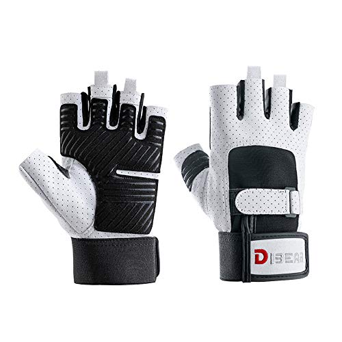 Product Cover DIBEAR Workout Gloves of Men and Women, Suitable for Gym, Outdoor Sports, Mountain Climbing, Cycling, Microfiber Composition,XY-B2030(White, M)