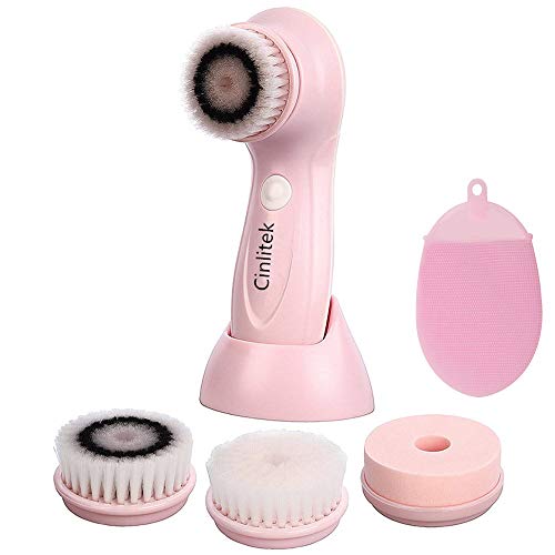 Product Cover Face Cleansing Brush, 3 in 1 Electric Rotating Facial Cleansing Brush USB Rechargeable Sonic Facial Brush Skin Cleansing for Exfoliation and Deep Scrubbing, Silicone Body Shower Bath Brush - 2 Pack