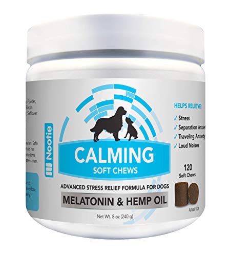 Product Cover Nootie Calming Treats for Dogs 120CT - Dog Anxiety Relief Organic Passion Flower 150Mg of Hemp Oil for Dogs per Soft Chew Calming Aid for Anxiety Relief for Dogs and Pets Calming Dog Treats