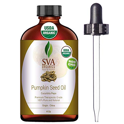 Product Cover USDA Certified Organic Pumpkin Seed Essential Oil 118ml (4 Oz)- 100% Pure Natural Oil by SVA Organics- Unrefined, Therapeutic Grade for Skin, Hair, Massage & Aromatherapy
