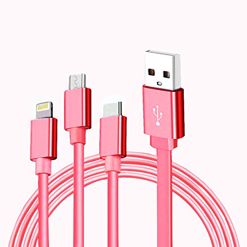 Product Cover SPATA 3 in 1 Fast Charging USB Cable, Portable Multi USB Cable Quick Power Line, Adjustable Length Phone Data Cables (Red)