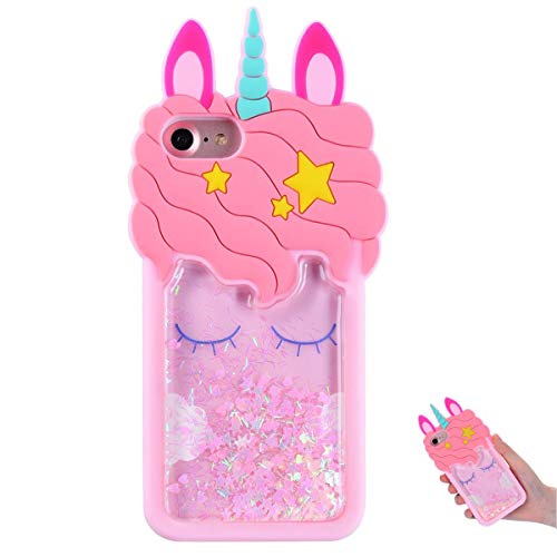 Product Cover TopSZ Quicksand Unicorn Bling Case for iPhone 4/ iPhone 4S,Cute Silicone 3D Cartoon Cool Kawaii Animal Cover,Shockproof Soft c Skin,Funny Unique Character Cases for Kids Girls Teens Guys (iPhone 4/4S)
