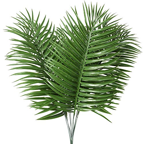 Product Cover JiaTaiR Artificial Palm Tree Leaves Tropical Plants Faux Fake Palm Frond Plant Artificial Plants Greenery Flowers for Home Kitchen Party Arrangement Wedding Decorations(Pack of 12)