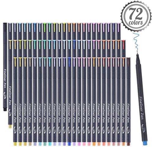 Product Cover Tebik 80 Pack Journal Planner Pens Colored Pens, 72 Assorted Colors Drawing Pens with 8 Different Stencils, Perfect for Dotted Journal Planner Writing Note Calendar Coloring Office School Supplies