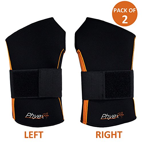 Product Cover Phyex 2 Pack Strong Support Adjustable Wrist Wraps Straps Braces - Best for Weight Lifting, Loading Freight, Relieve Wrist Pain, Sprains, Carpal Tunnel (S, Left & Right)