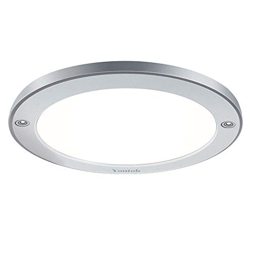 Product Cover Youtob LED Flush Mount Ceiling Light, 15W 100 Watt Equivalent, 1200lm Brushed Silver Round Lighting Fixture for Closets, Kitchens, Stairwells, Basements, Bedrooms, Washrooms (Cool White 4000K)