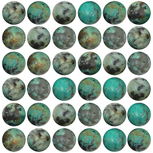 Product Cover Natural Stone Beads 100pcs 8mm African Turquoise Round Genuine Real Stone Beading Loose Gemstone Hole Size 1mm DIY Charm Smooth Beads for Bracelet Necklace Earrings Jewelry Making (African Turquoise)