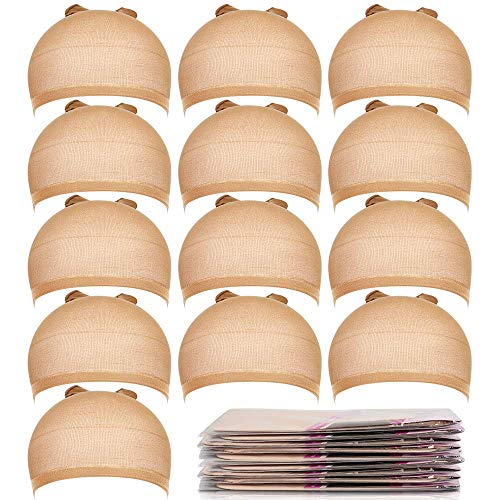 Product Cover Teenitor 20pcs Stocking Caps for Wigs, Beige Wig Cap for Women, Stretchy Nylon Wig Cap