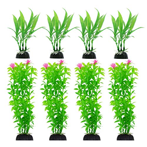 Product Cover CousDUoBe 8 Pack Artificial Aquarium Plants, Used for Household and Office Aquarium Simulation Plastic Hydroponic Plants（Maximum 8 inches, Green）
