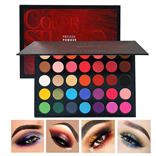 Product Cover Beauty Glazed Sweatproof Matte and Shimmer Eyeshadow Make up Palettes Highly Pigmented 35 Colors Professional and Home Make up Christmas Palette Blendable Pressed Powder Eye Shadow