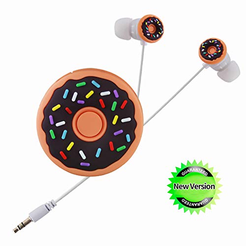 Product Cover Earbuds for Teens,Moear in Ear Earbuds with Noise Isolating and Cable Wrap Winder Cute Cartoon Donuts Stereo Earbuds Compatible with Most Smartphones PC and Tablet