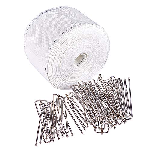 Product Cover INCREWAY Curtain Accessory, 10 Meters/10.9 Yards White Curtain Heading Deep Pinch Tape Pull Pleat Tape with 20 Pcs Stainless Steel 4 Prong Curtain Pleat Hook Clip
