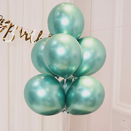 Product Cover AULE Green Metallic Chrome Latex Balloons 12 Inch 50 Pcs Happy Birthday Baby Showers Bridal Shower Weddings Bachelorette Party Decorations