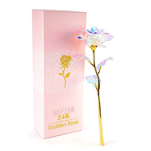Product Cover BEFINR 24K Colorful Rose Artificial Flower Unique Gifts Valentine's Day Thanksgiving Mother's Day Girl's Birthday, Best Gifts for Her for Girlfriend Wife Women