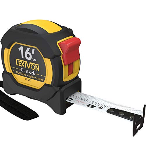 Product Cover LEXIVON 16Ft/5m DuaLock Tape Measure | 1-Inch Wide Blade with Nylon Coating, Matt Finish White & Yellow Dual Sided Rule Print | Ft/Inch/Fractions/Metric (LX-207)