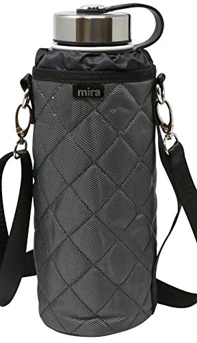 Product Cover MIRA Water Bottle Carrier for 40 oz Wide Mouth Vacuum Insulated Stainless Steel Bottles | Fits, Hydro Flask, Camelbak, Takeya and Other Wide Mouth Bottles | Gray Ballistic Nylon