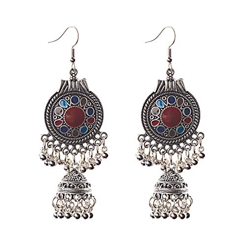 Product Cover NIKOLay Vintage Bohemian Ethnic Hook Earrings Shaking Dangle Chandelier Beads Tassel Drops Oil Engraved Earrings,red