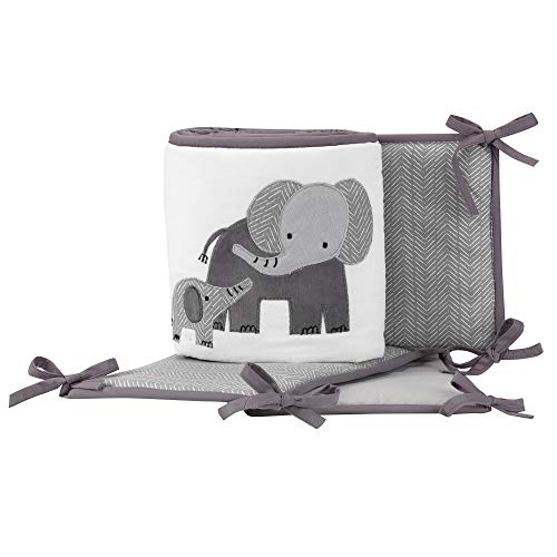 Product Cover Lambs & Ivy Me & Mama Gray/White Safari Elephant 4-Piece Baby Crib Bumper