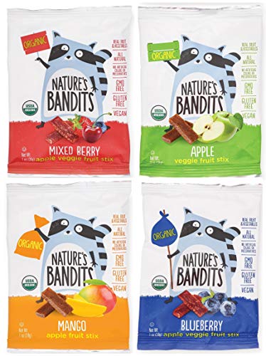 Product Cover Nature's Bandits Organic Fruit & Veggie Stix - 4 Flavor Variety, Adult 1 oz (Value Pack) - 1 Box of 16 Bags - Gluten Free, Vegan, Kosher