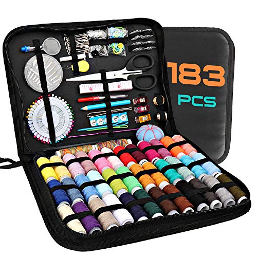 Product Cover 183 Premium Sewing Supplies, Sewing Kits for Adults, Kids, Beginners, Travel, Emergency, DIY and Home, AKARUED sewing machine Supplies Including Professional Sewing Accessories, 38 XL Threads, Needles