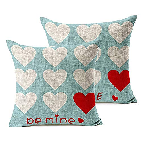Product Cover FOOZOUP Valentine's Day Throw Pillow Cases Be Mine Love Heart Home Decor Cushion Cover for Sofa Couch (Set of 2)