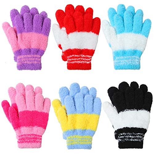 Product Cover Coobey 6 Pairs Children Warm Stretch Gloves, Mixed 6 Colors C, Size 6-12 Years