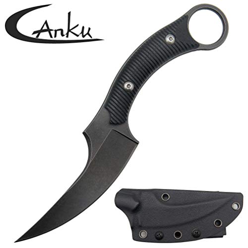 Product Cover Canku C1490 Fixed Blade Tactical Knives 8 Inch Karambit Claw Knife D2 Blade Steel & G10 Handle Outdoor Survival EDC Knife Suitable for Outdoor Adventure, Survival, Bushcraft with K Sheath (Black)
